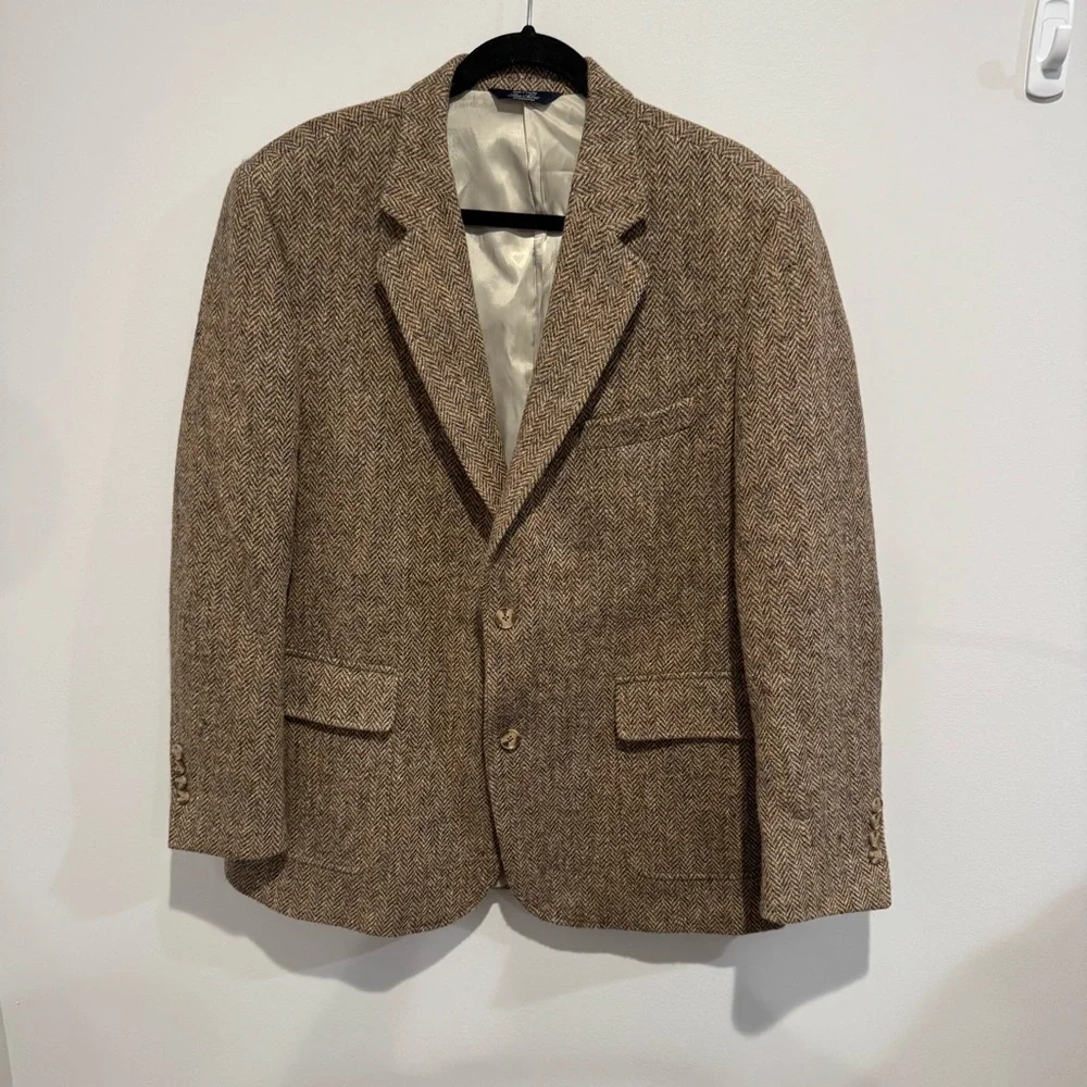 Ben Silver Charleston x Harris Tweed Wool Sport Coat Blazer Size 44 XL Casual